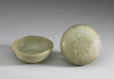 图片[2]-Jade round box carved with Indian lotus scrolls, Qing dynasty (1644-1911)-China Archive